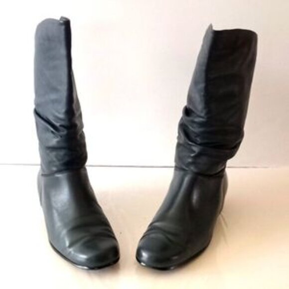 St. John's Bay Women's Jamie Mid-Calf Slouch Leather Boots - Size (8W) -  Blue - Picture 1 of 6